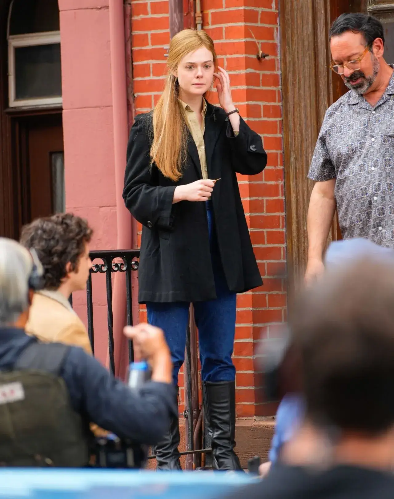 ELLE FANNING AND TIMOTHEE CHALAMET AT A COMPLETE UNKNOWN SET IN NEW JERSEY 9